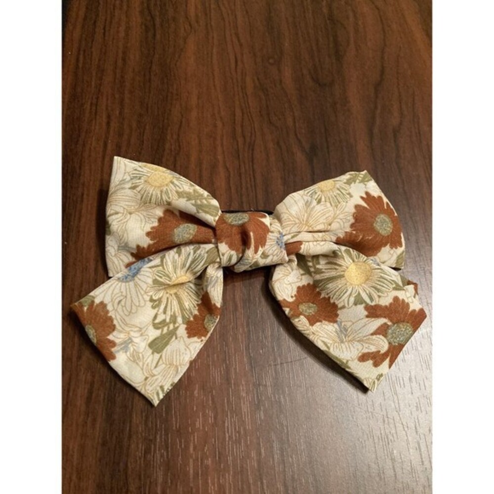 Floral Hair Bow Women OS Multicolor Excellent French Barrette Oversized Clip - Picture 2 of 5
